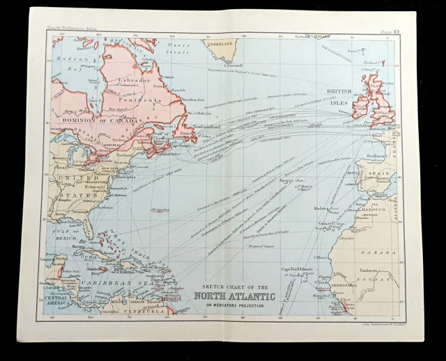 STEAMSHIP ROUTES MAP North Atlantic - Steamship Routes Map North Atlantic Shipping Lines United.webp