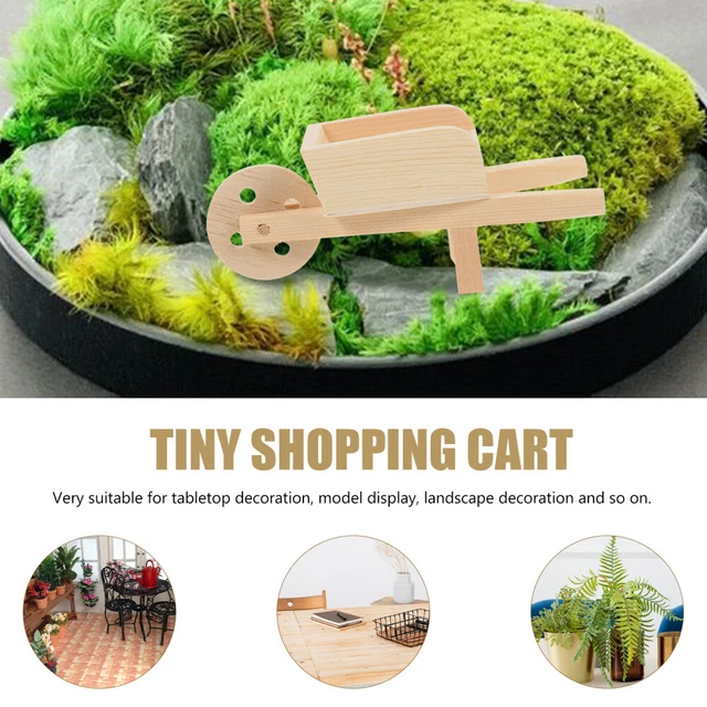 Mini Chariot En Bois Décoratif - Modèle Brouette 12x5,5x5,1 Cm, Pour Jardin Miniature, Maison De Poupées, Décoration