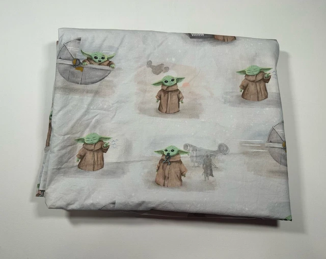 STAR WARS POTTERY Barn Kids Organic Cotton Baby Yoda Twin Flat Sheet