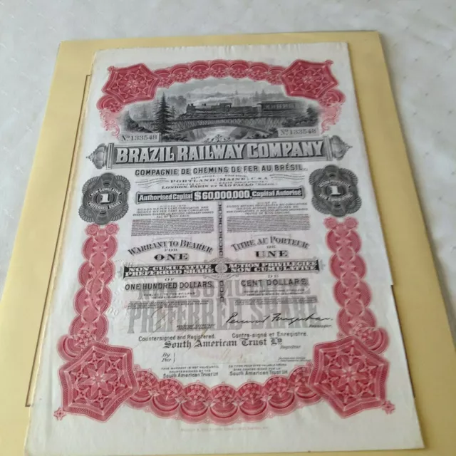 Aktie Brazil Railway Company, Sao Paolo - historisches Wertpapier