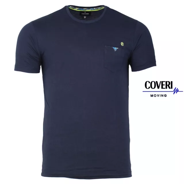 T Shirt uomo manica corta con taschino colore blu COVERI MOVING M L XL XXL 3XL