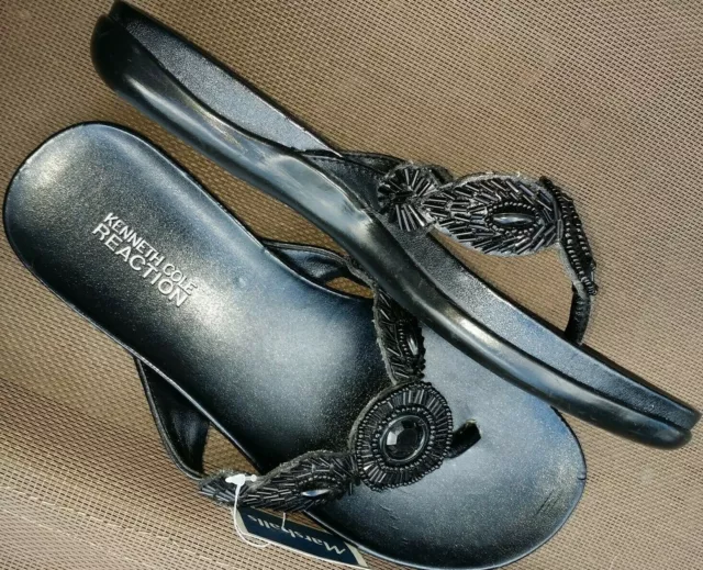 Kenneth Cole Reaction Thong Flip Flop Sandal Women's 6.5 Glam Session Beaded