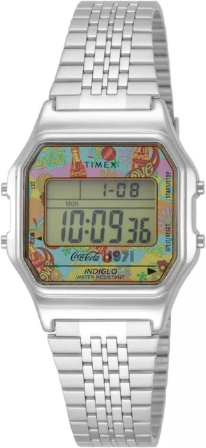 TIMEX Coca Cola Classic Digital Stainless Steel Bracelet Watch Limited Japan