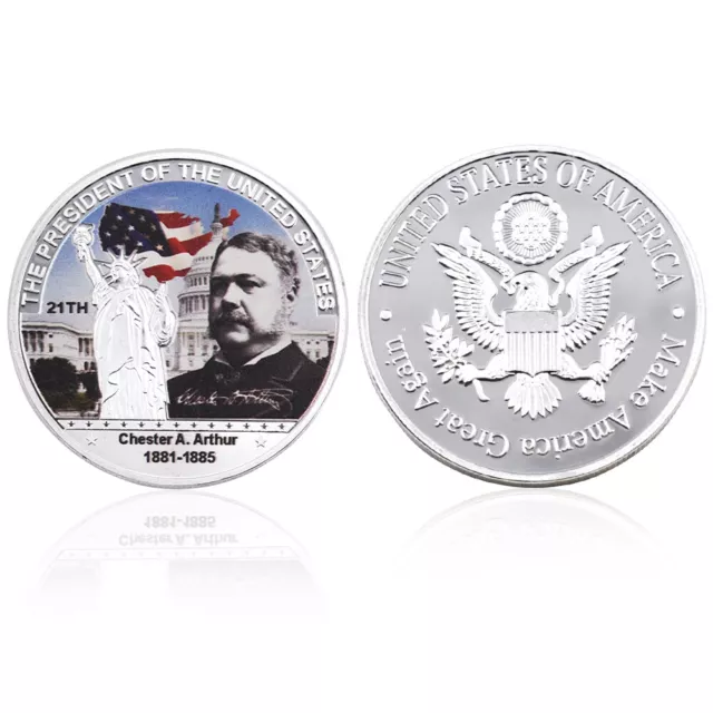 Chester A.Arthur Us 21th President Coin American Coin Silver Plated Metal Coin