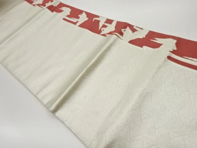 6567005: Japanese Kimono / Vintage Fukuro Obi / Woven Origami Cranes