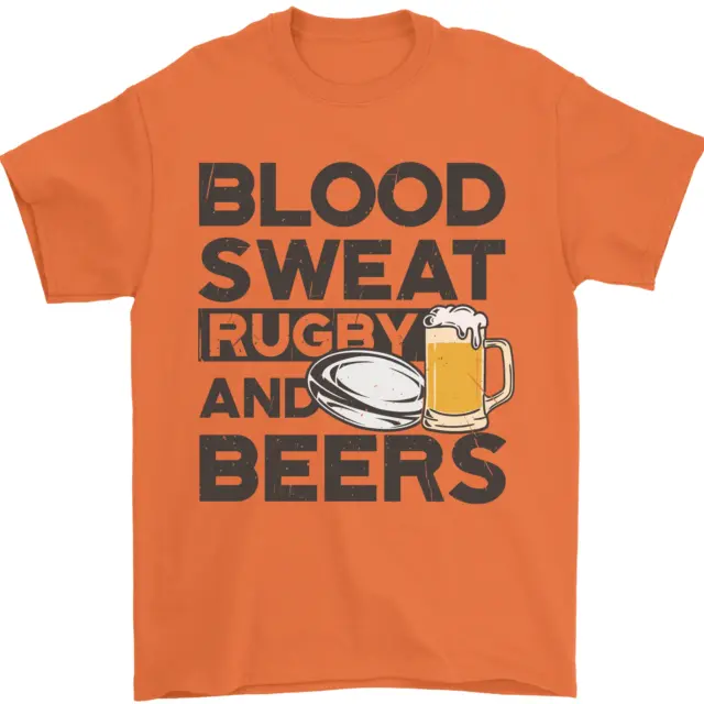 T-shirt da uomo Blood Sweat Rugby and Beers divertente 100% cotone 3