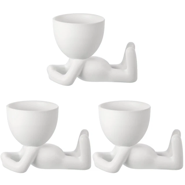 Set 3 Kleine Leute Blumentopf Dekorativer Pflanzer Vase Kunsthandwerk Büro