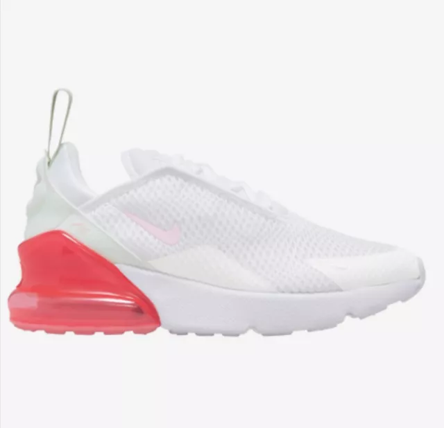 Nike 12 Youth Air Max 270 White Pink AO2372-113 Fashion Shoes Girls