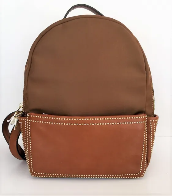 New Isabelle Luggage Brown Nylon,Gold Studs, Backpack,Shoulder Bag