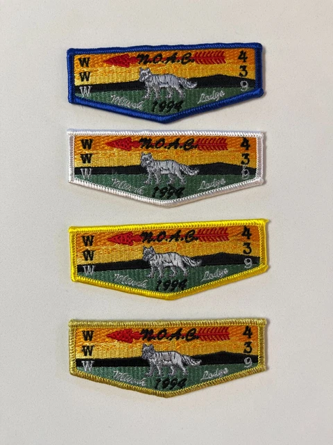 Boy Scout OA 439 Miwok Lodge Flap Lot S41 S42 S43 S44 1994 NOAC DELEGATE SET