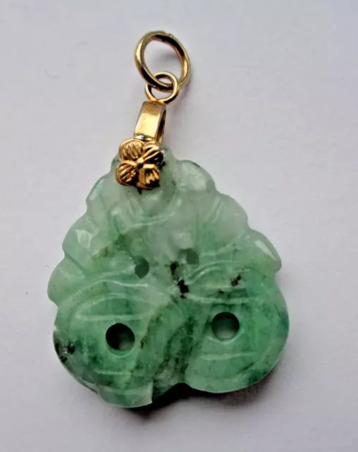 Vintage Chinese Jade Pendant Bat Over Bi