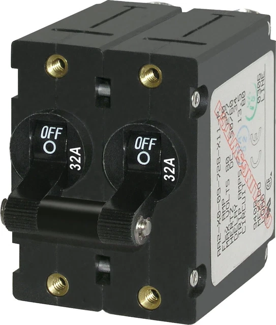 Interruptor de circuito Blue Sea - 7349B-BSS AA2 32A negro 2 polos (1EA)