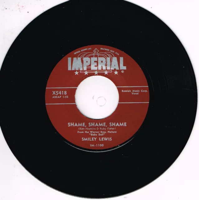 SMILEY LEWIS - SHAME SHAME SHAME / NO NO (Fabulous 1950s R&B Jiver) Repro