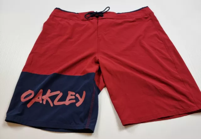 Oakley Board Shorts Size 36 Surf Swim Red & Blue Performance Fit