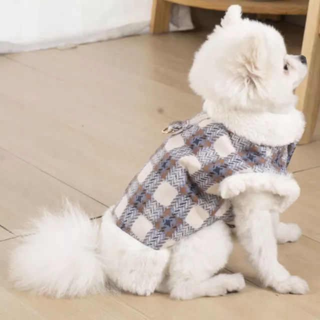 Autumn Winter Dog Vest Cat Warm Plush Towable Vest Blue Pink Plaid Fashion Coat