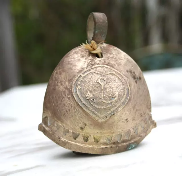 Vintage Javanese Java Indonesia Brass Bell Wooden Clapper Original