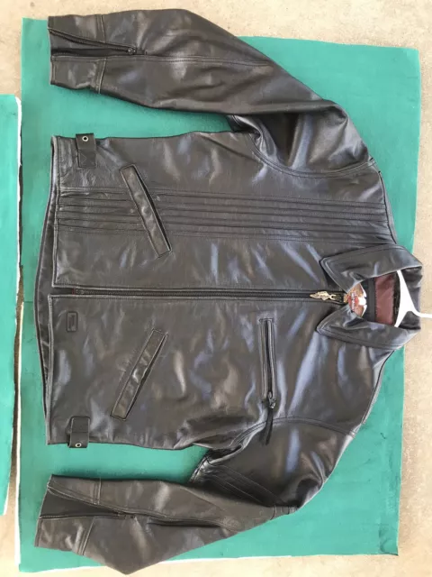 VINTAGE 2002 HARLEY Davidson Leather Jacket Coat Motorcycle Size L ...