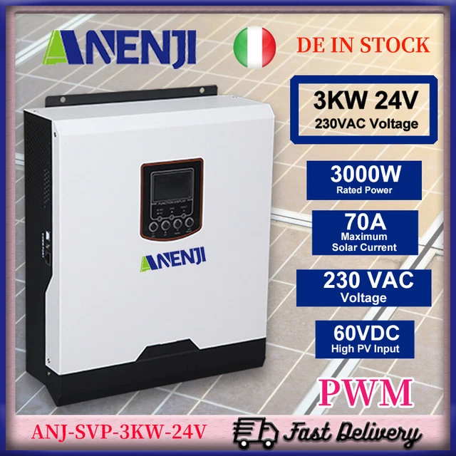 Inverter Ibrido Solare 3000W 24V - Con Regolatore MPPT 80A - Per Batterie Piombo E Litio - Foto 9