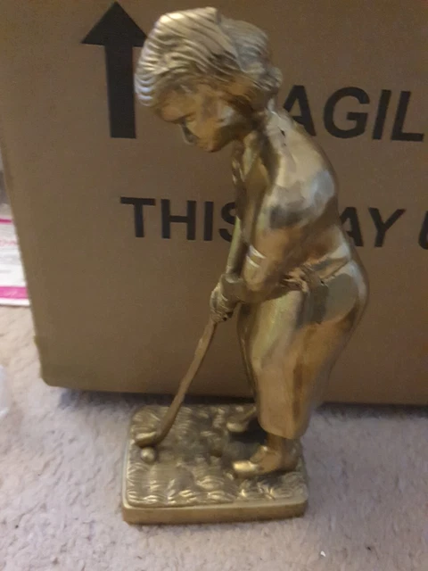 Brass Lady Golfer Golf Figure Model