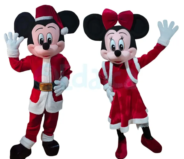 Mascotte Topolino Minnie Deluxe Mickey mouse natale costume rosso bianco adulti