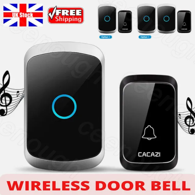 Wireless Door Bell Chime Waterproof Doorbell 1/2/4 Receivers 300M Long Range