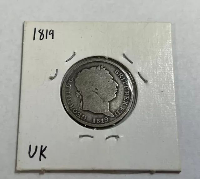 1819 Great Britain 6P Six Pence Silver Coin