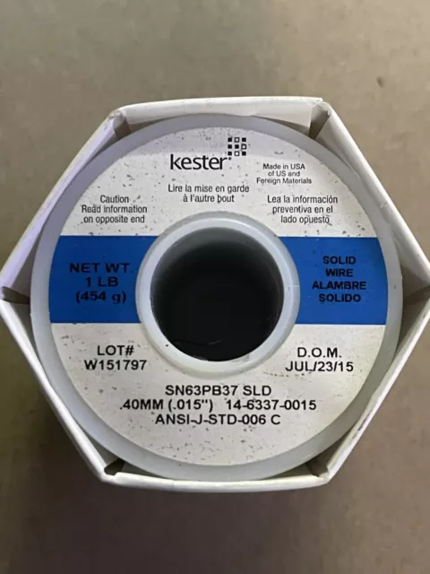 kester solder sn63/37 solid .015 diameter  1 pound roll #14-6337-0015