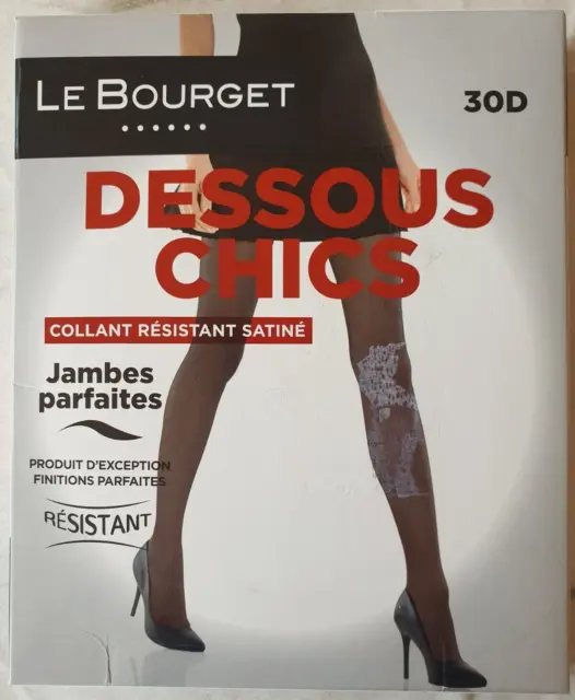 Collants neuf noir taille 2 Dessous Chic 30D, jambes parfaites marque Le Bourget