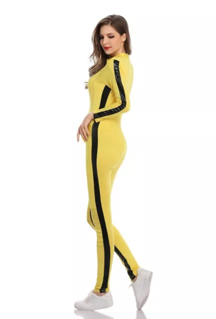 2024 Womens Kill Bill Fancy Dress Costume Yellow Jumpsuit The Bride Outfit 3