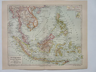 Mapa de País Hinterindien Y Malaien Archipel - De 1895 (J-BE2)