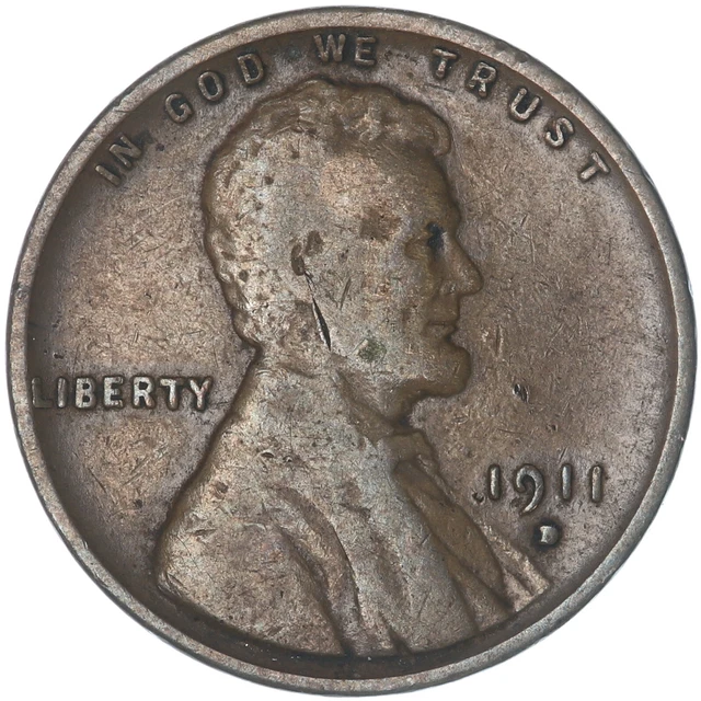 1911 D Lincoln Wheat Cent Very Good Penny VG