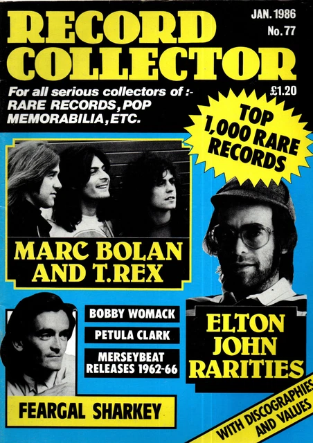 Record Collector Magazine 77 Jan 1986, Marc Bolan, Elton John, Petula Clark