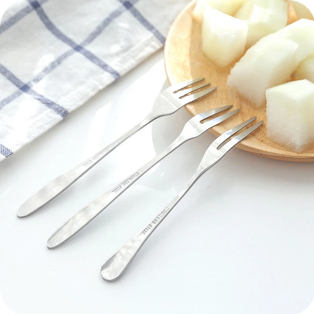 Horquilla de fruta de acero inoxidable palizas de fruta degustación tenedores palitas de fruta