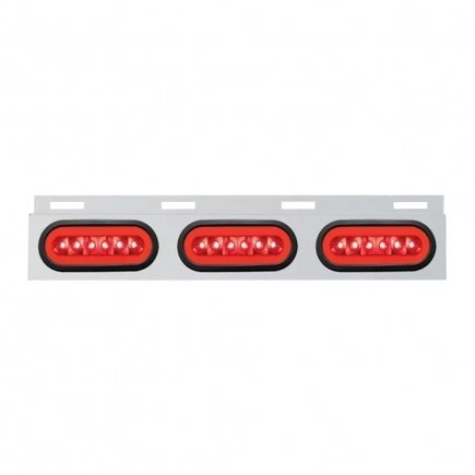 Chrome Bezel Mud Flap Bracket with Three 22 LED GloLight Bar, Oval Shape; 63818
