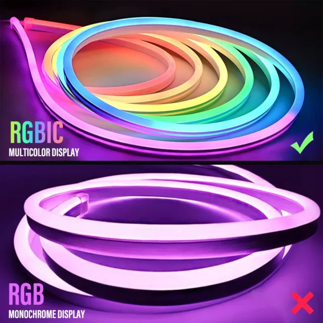 Smart RGBIC LED Strip Neon Flex Rope Lights Remote Control Bluetooth Music Party 3