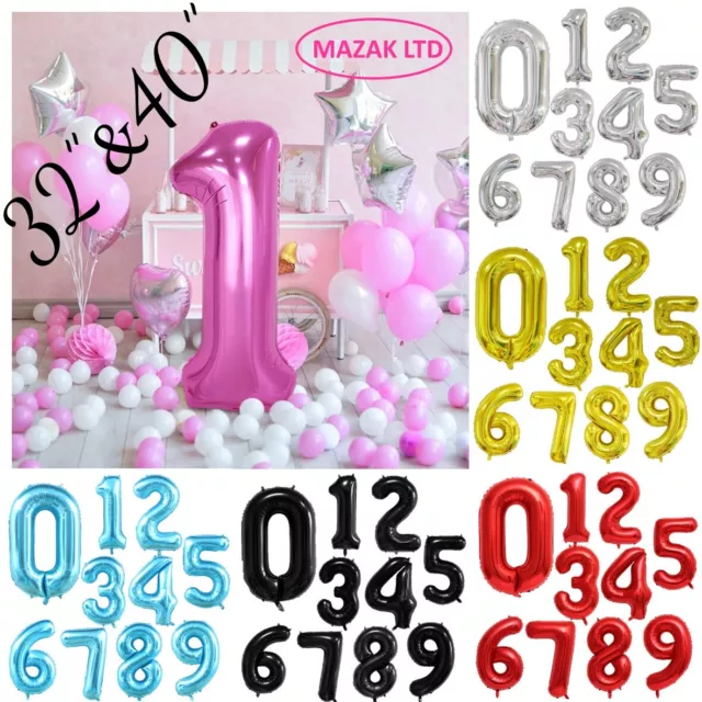 Number Balloons 32" 40" Foil Birthday Party Large Giant Helium Air Decoration