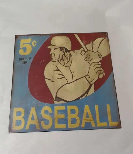 Baseball 5 Cent Bubble Gum Metal Sign Retro Open Road 12" X 12"