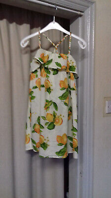 NEXT girls cotton citrus print strappy summer top/mini dress. Age 7/122cm.BNWT.