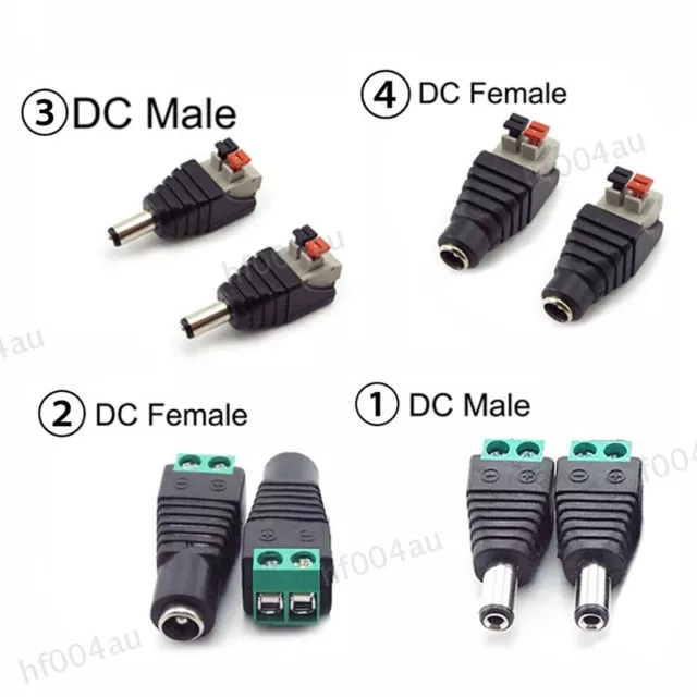 DC female power connector 5.5*2.1mm male plug solderless LED wire connector