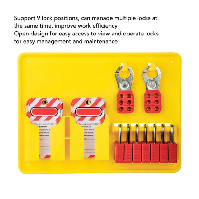 9 Lock Locations Lockout Station - Open Design Rugged Reliable Lockout Tagout