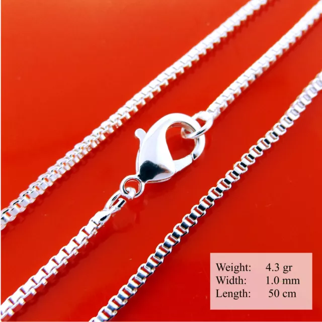 Necklace Real  925 Sterling Silver Filled Solid Ladies Box Link Pendant Chain