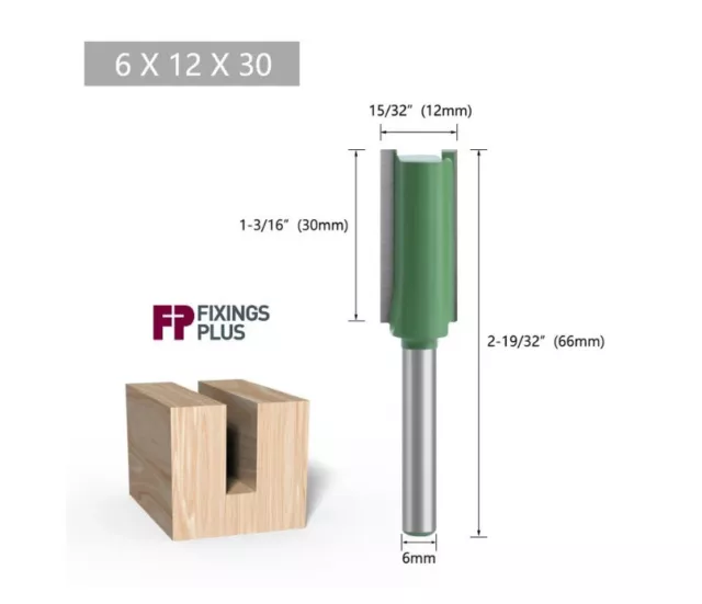 6mm Shank Straight Cut Router Bit 12mm Diameter x 30mm DIY