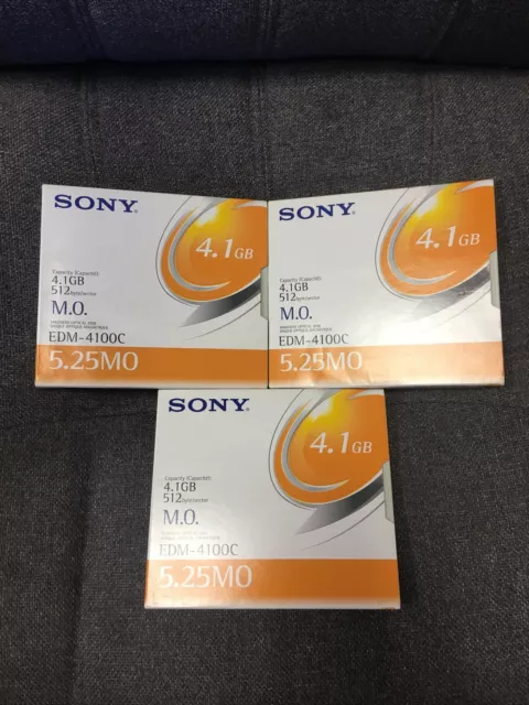 3 Disco Óptico Magnético Sony Edm-4100C 4,1 Gb 512 Bytes Mod Médico 3 Piezas 5,25 Mb