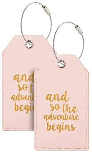 Luggage Tags with Full Back Privacy Cover w/Steel Loops () 01 Pink