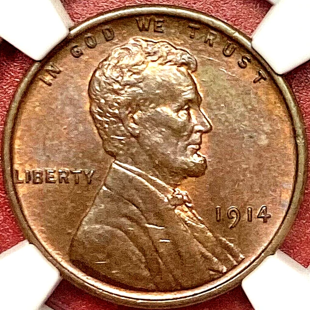 Ngc Ms-62 Rb!  1914 Lincoln Wheat Cent