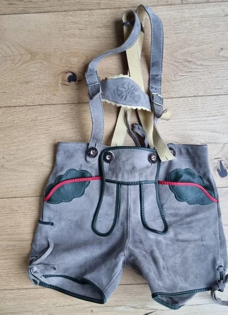 Pantaloni vintage in pelle ragazzi taglia 116 vera pelle di vitello Oktoberfest leather pants