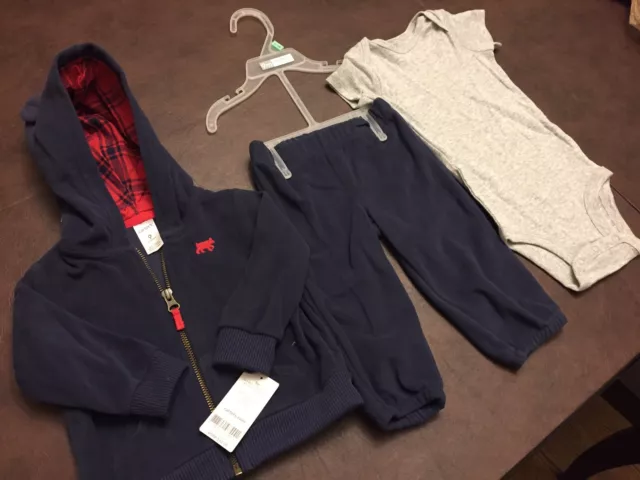 Carters Baby Boy Infant Set Sweatsuit Hoodie & Pants 3pc 6-9 mo