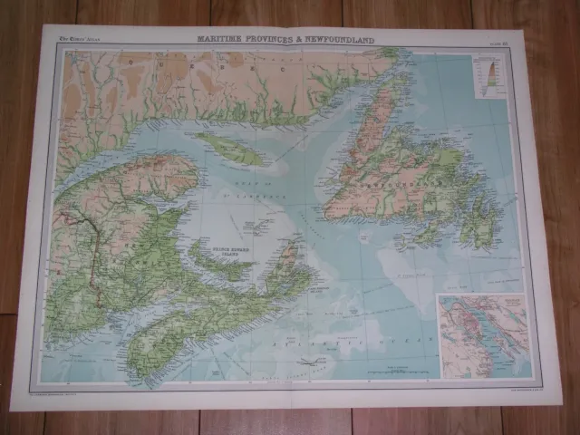 1922 Map Of Newfoundland Quebec New Brunswick Nova Scotia Halifax Canada