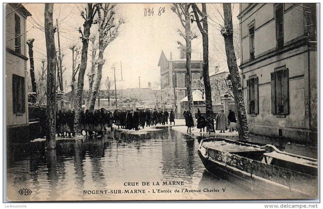 94 NOGENT SUR MARNE - avenue charles V crue de 1910
