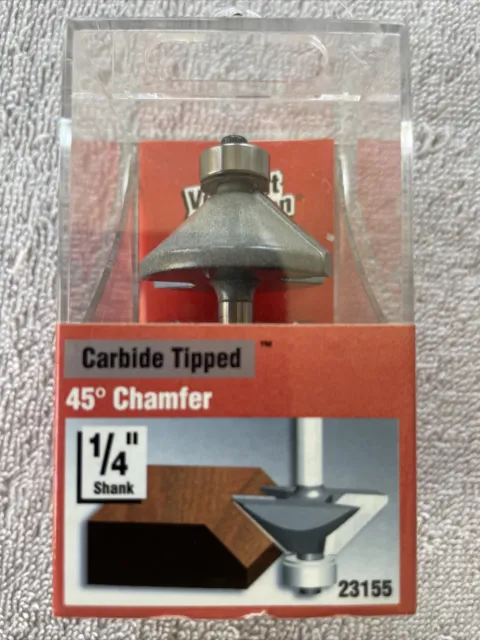 Vermont American 23115, 5/8” 45 Degree Carbide Tipped Chamfer Router Bit